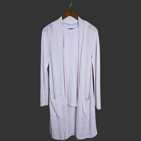 J. Jill Tunic Cardigan Sweater Set XS Lavender Purple Linen Blend Minimalist - Picture 10 of 10